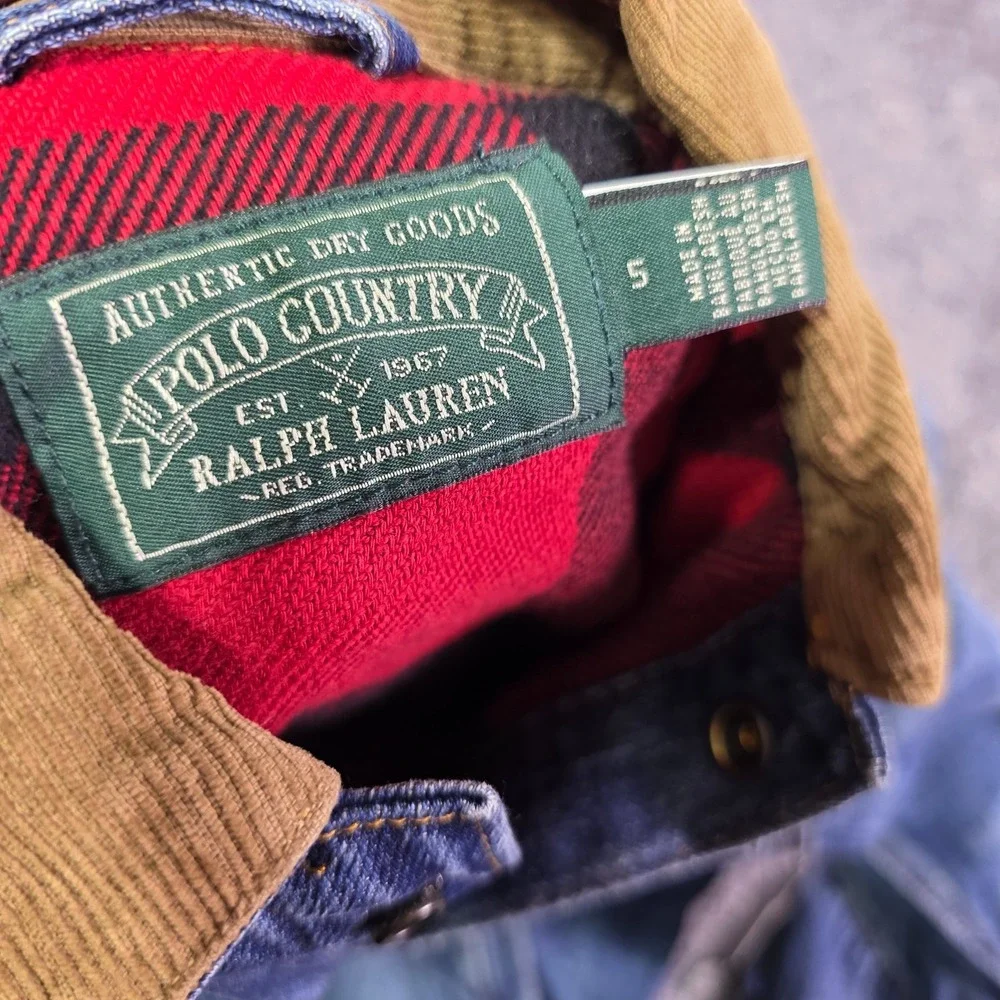 Ralph Lauren Polo Country Corduroy Collar Denim Jacket Kids Size 5 Unisex